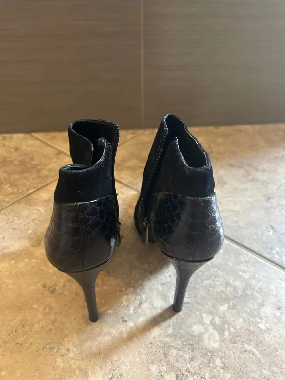 Vince Camuto Black Suede Pointed Toe Ankle Boots - Women